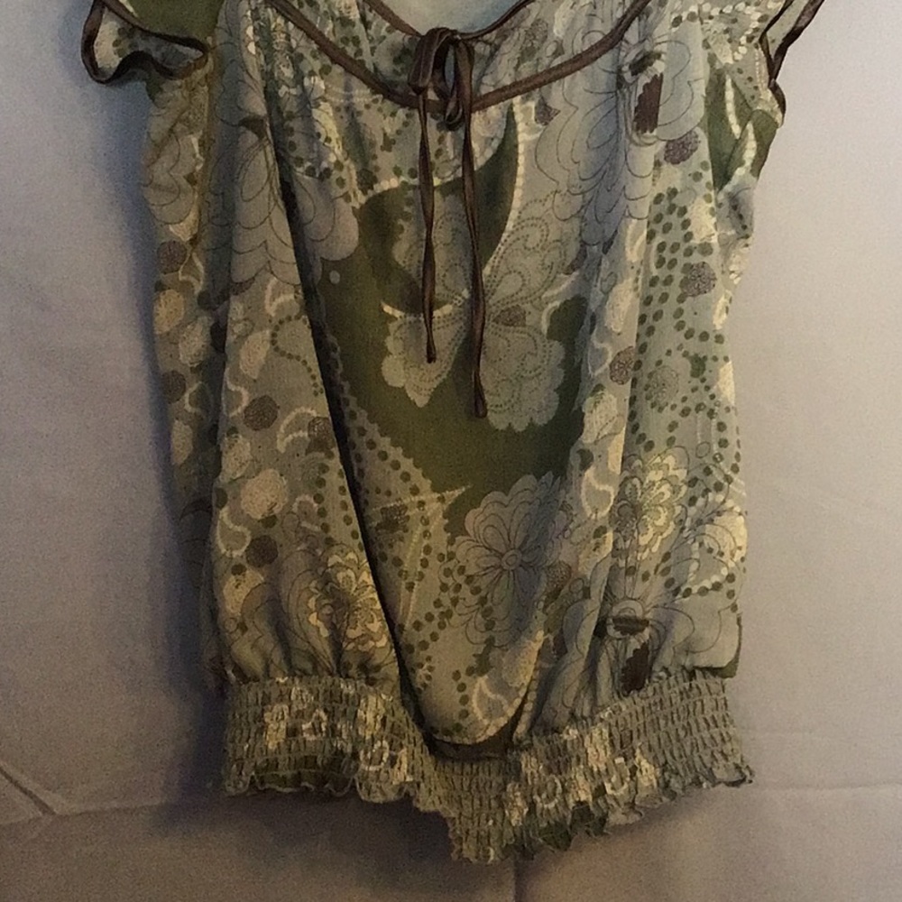 APT 9 - women’s blouse sz S green and brown euc - Picture 4 of 8